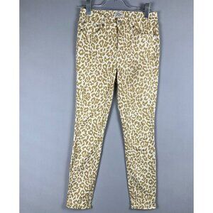 J Crew Skinny Jeans Womens 26 Mid Rise Leopard Coin Pockets Beige